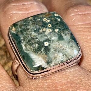 Ocean Orbicular Jasper Ring Size 10